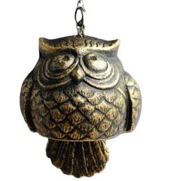 Indoor/Outdoor Decor Bronze Windchime Owl Wind Bells