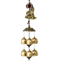 Chinese style Good Luck Wind Chimes Wind Bell 6 Copper Bells, F