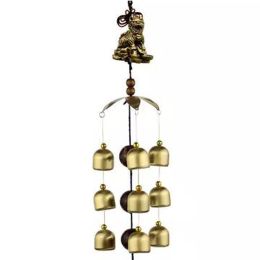 Chinese style Good Luck Wind Chimes Wind Bell 9 Copper Bells, O