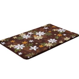 Absorbent Non-slip Door Mat Entry Mats Doormat Floor Carpet Rug, Leaves, Coffee