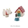 Animal Figurines for Pot Plant, Plant Decor, White Dog & His Home