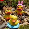 Set of 3 Creative Pretty Lovely Mini Swim Duck Figurines for Pot Plant 3CM