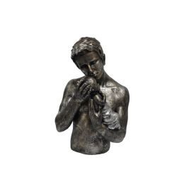 Man Holding Child Statue Sculpture in Patina Black Finish